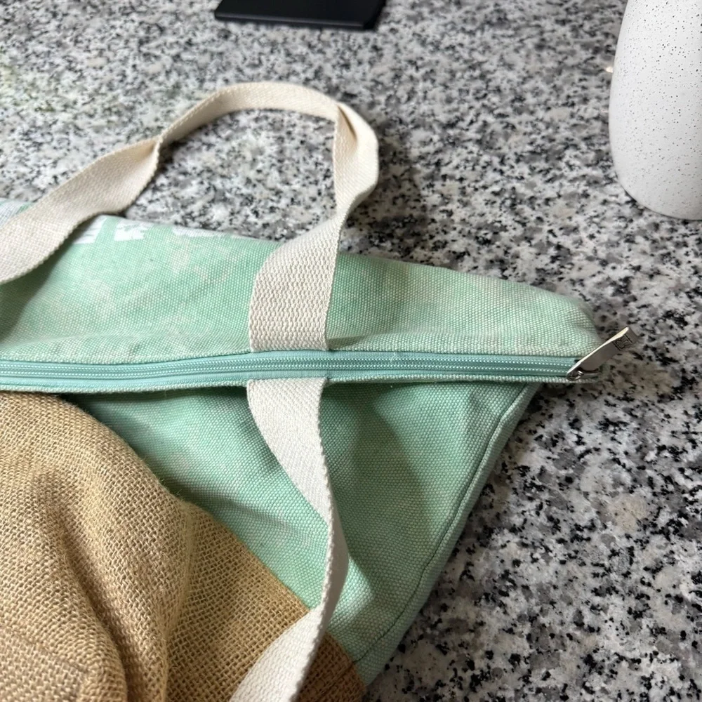 Robin Ruth | Mint and Tan Tote Bag